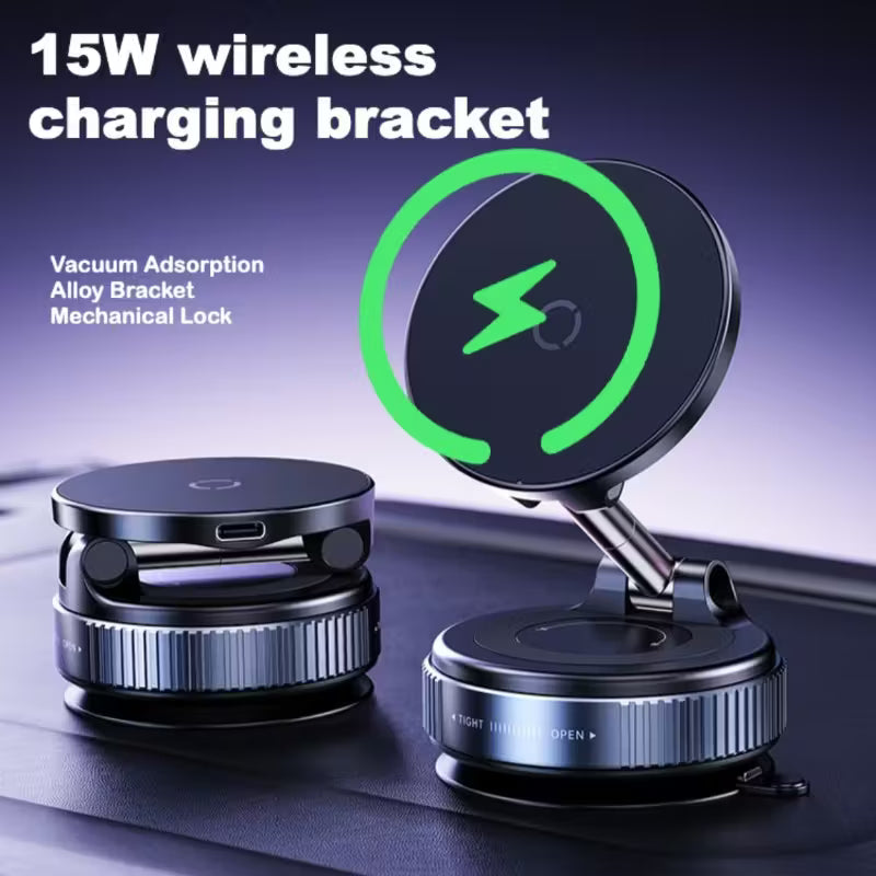 15W Wireless Charging Magnetic Car Phone Holder 360° Rotatable – P1