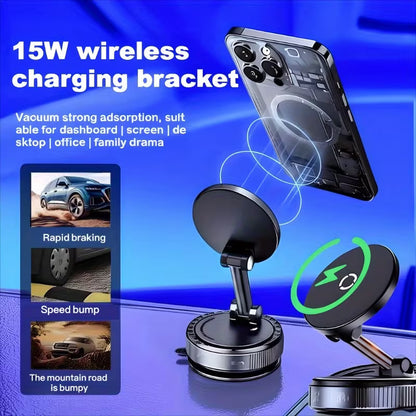 15W Wireless Charging Magnetic Car Phone Holder 360° Rotatable – P1