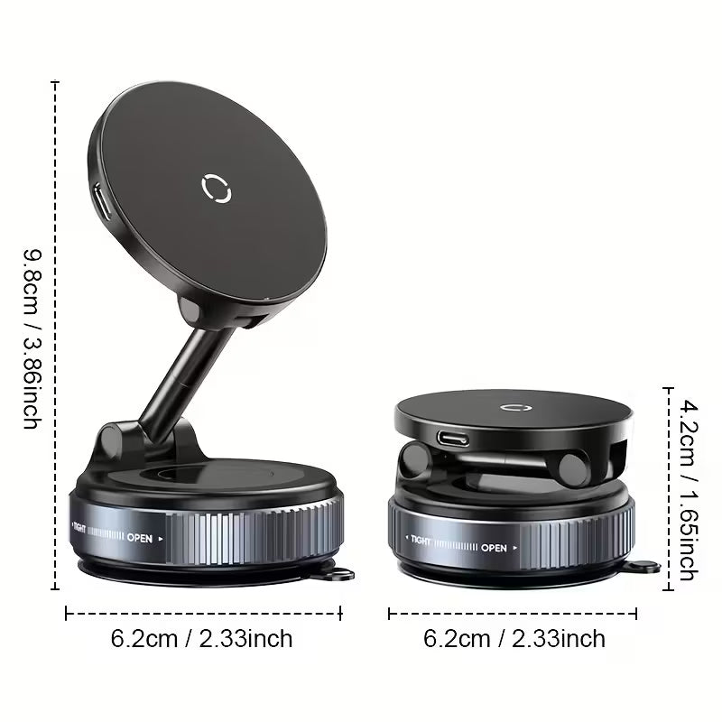 15W Wireless Charging Magnetic Car Phone Holder 360° Rotatable – P1