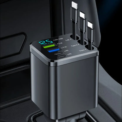 🚗 7-in-1 Retractable Fast Car Charger with Voltage Display – USB-C, Fast Charging & Essential for Daily Use 📱