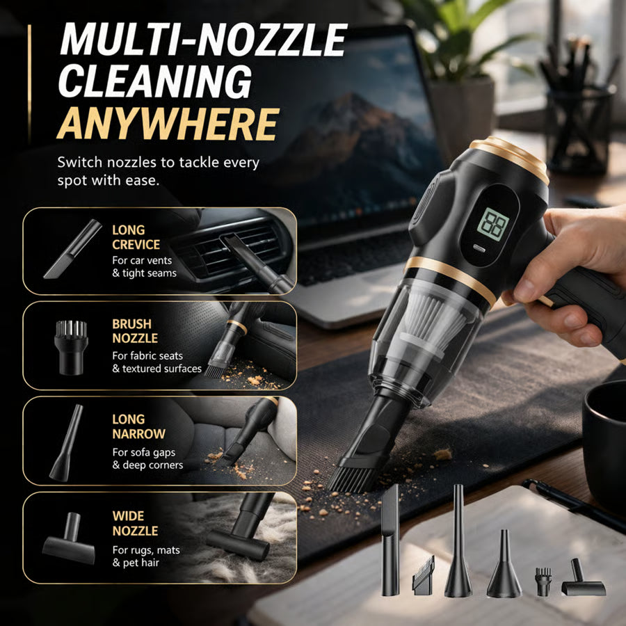 2-in-1 Handheld Vacuum & Air Duster – 4500Pa Suction, 644g, Washable Filter