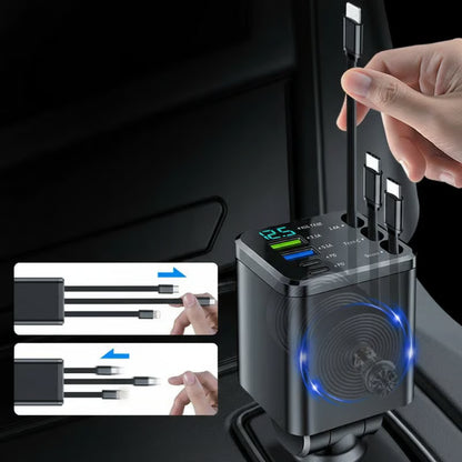 🚗 7-in-1 Retractable Fast Car Charger with Voltage Display – USB-C, Fast Charging & Essential for Daily Use 📱